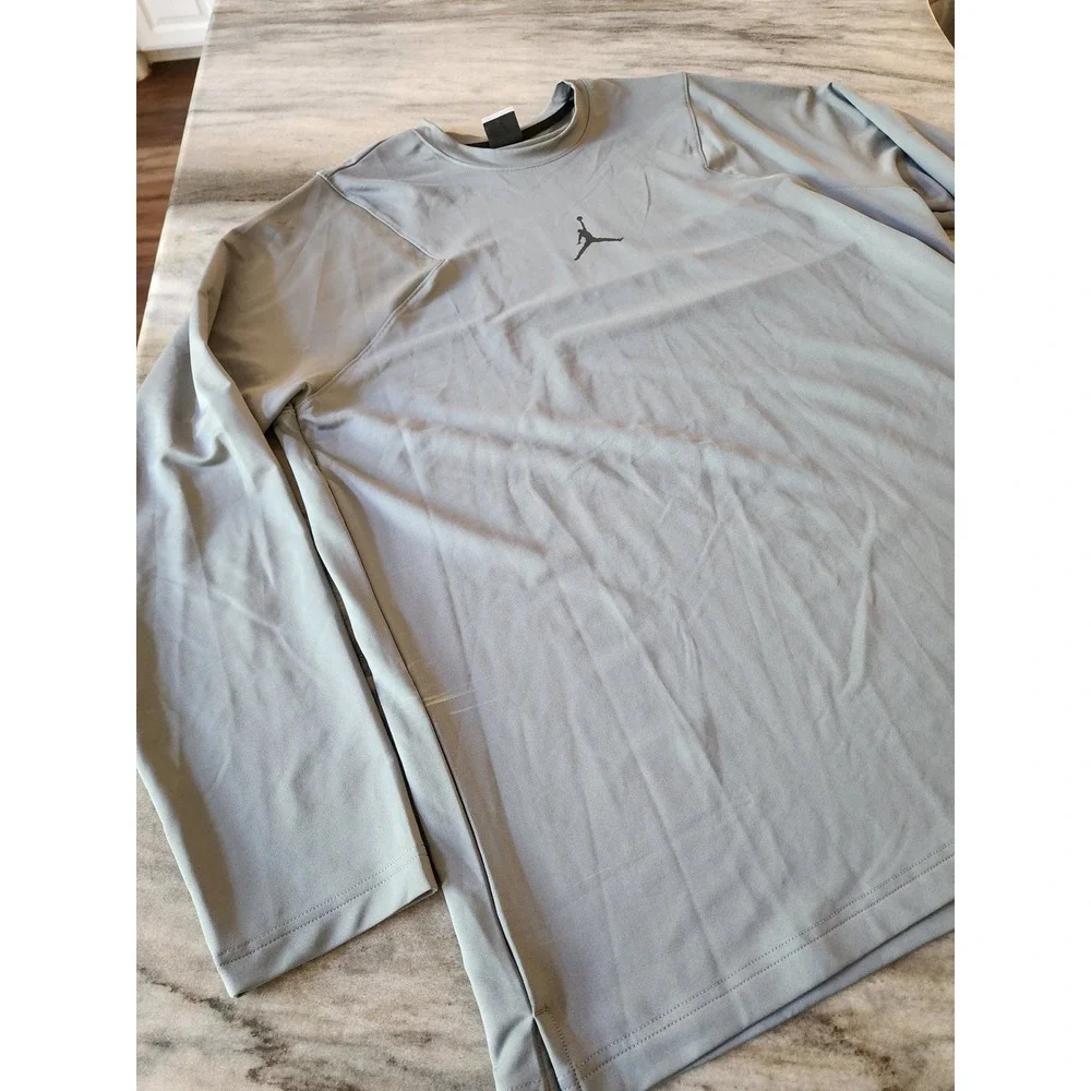 Jordan Mens 2XL Grey Dri-FIT Long Sleeve Basketball Training Shirt 800915-065